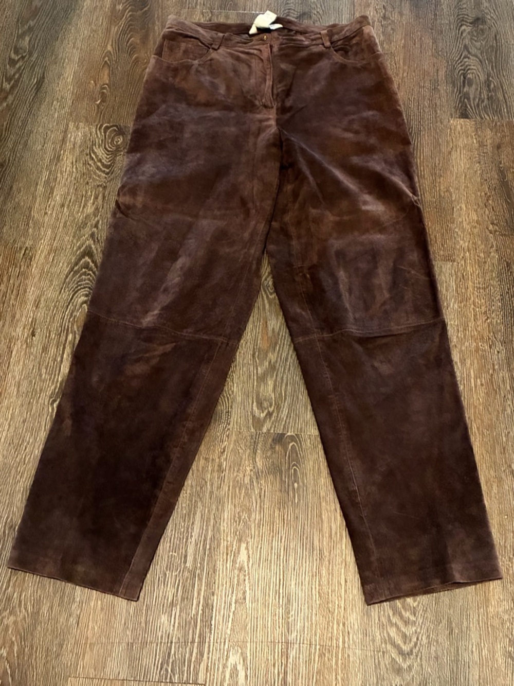 Vintage Women’s Brown Suede Leather Straight-Leg Pants